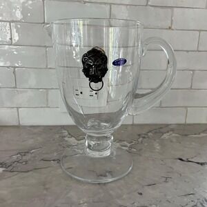 Italian Footed Glass pitcher with Silver Lion Heads